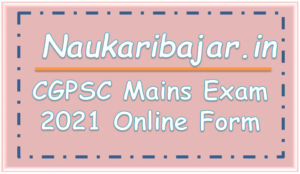 CGPSC Mains 2021 Recruitment Online Form