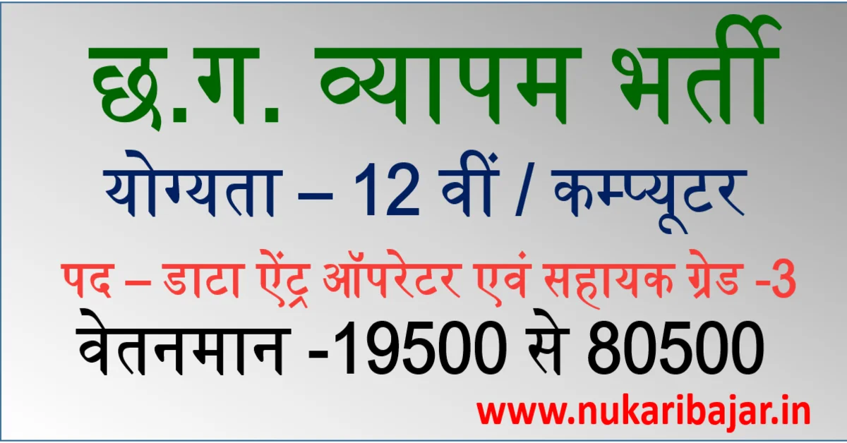 CG Vyapam Data Entry Operator Online Form 2022
