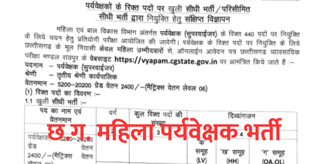 Cg Supervisor Vacancy 2023